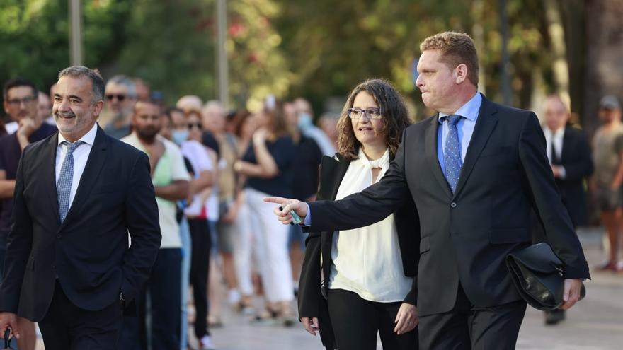 Mónica Oltra a su llegada a la Ciudad de la Justicia