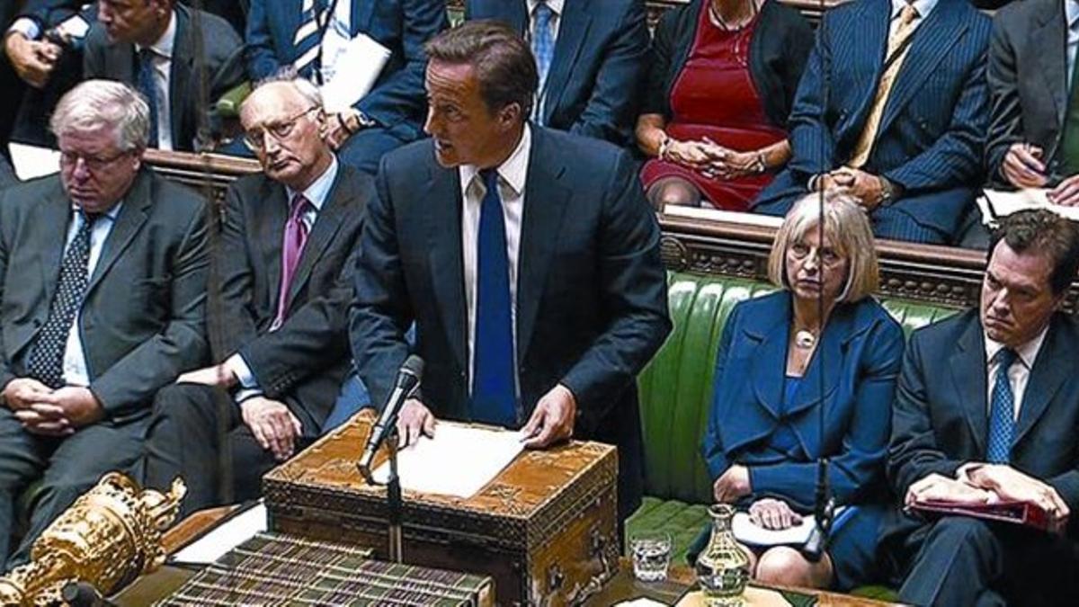 David Cameron, en una sesión parlamentaria, en agosto del 2011.