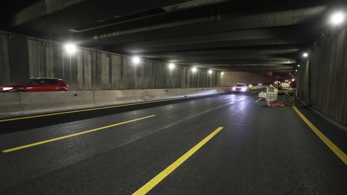 Tercer carril en dirección Andratx bajo el puente de Can Blau