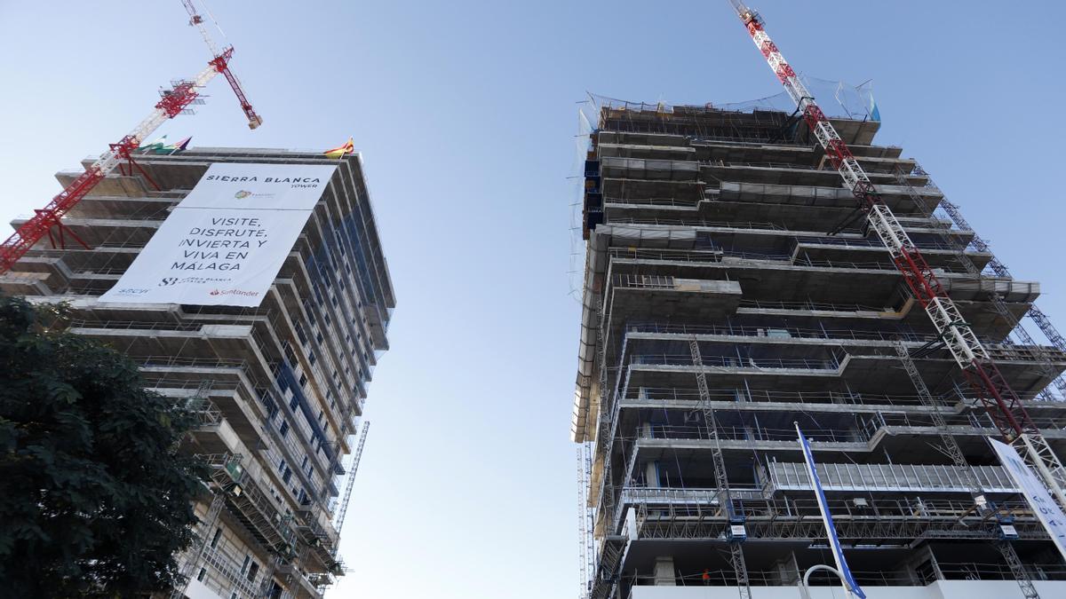 Las obras de las Málaga Towers, en el Paseo Marítimo de Poniente.