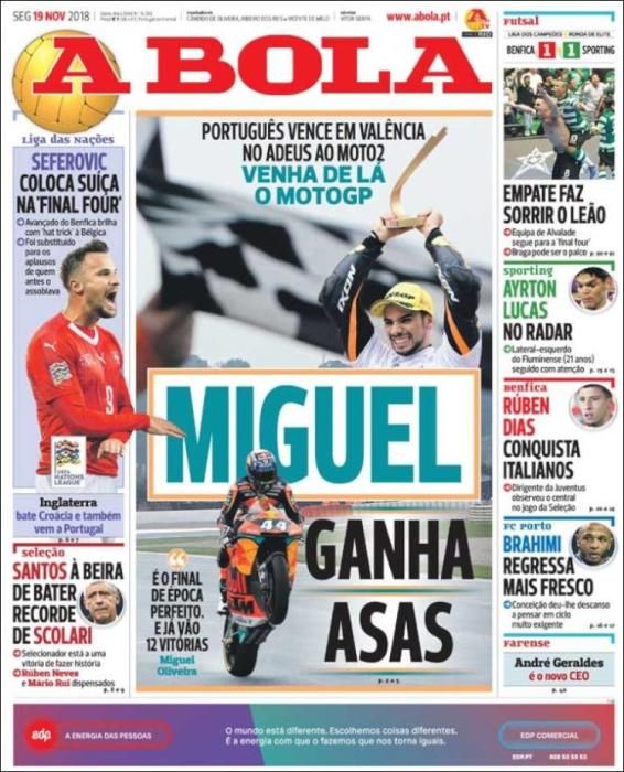 Portada A BOLA lunes 19 noviembre 2018