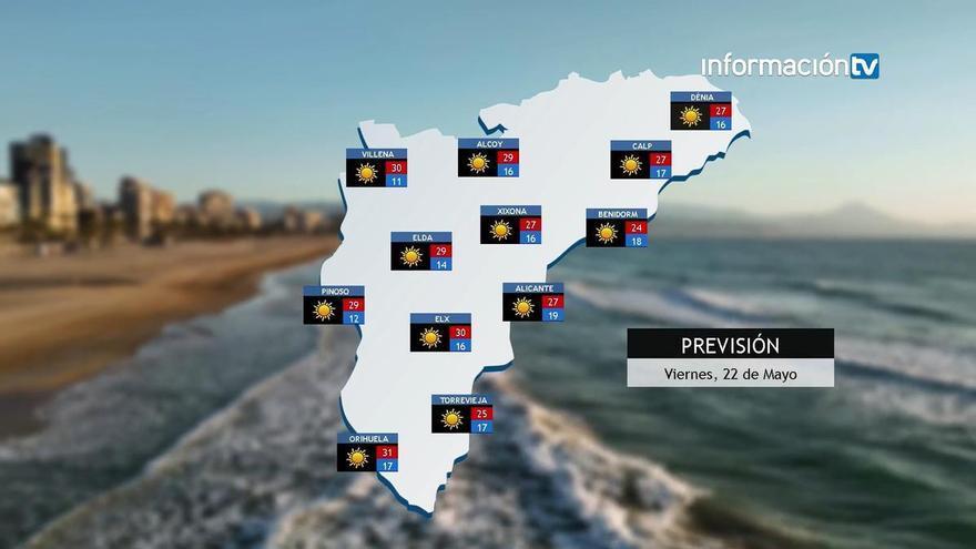 Alicante entra en fase preestival con máximas de hasta 31°C este viernes