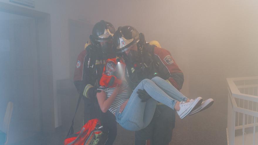 Simulacro de incendio en la Biblioteca Insular de Lanzarote