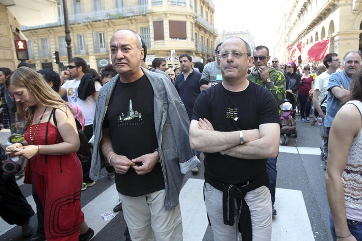 El diputat general de Guipúscoa, Martín Garitano (e) (Bildu), i l’alcalde de Sant Sebastià, Juan Carlos Izaguirre (Bildu).