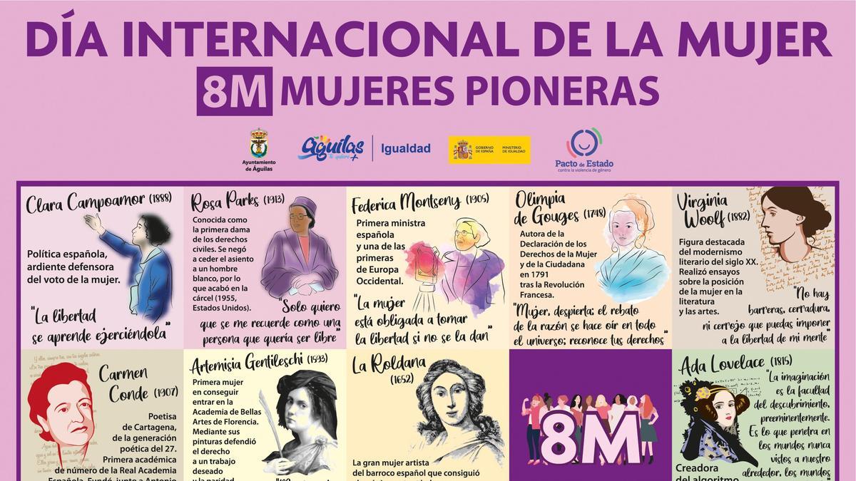 Ayuntamiento de Águilas | Los edificios emblemáticos ‘se visten’ de mujeres que rompieron barreras