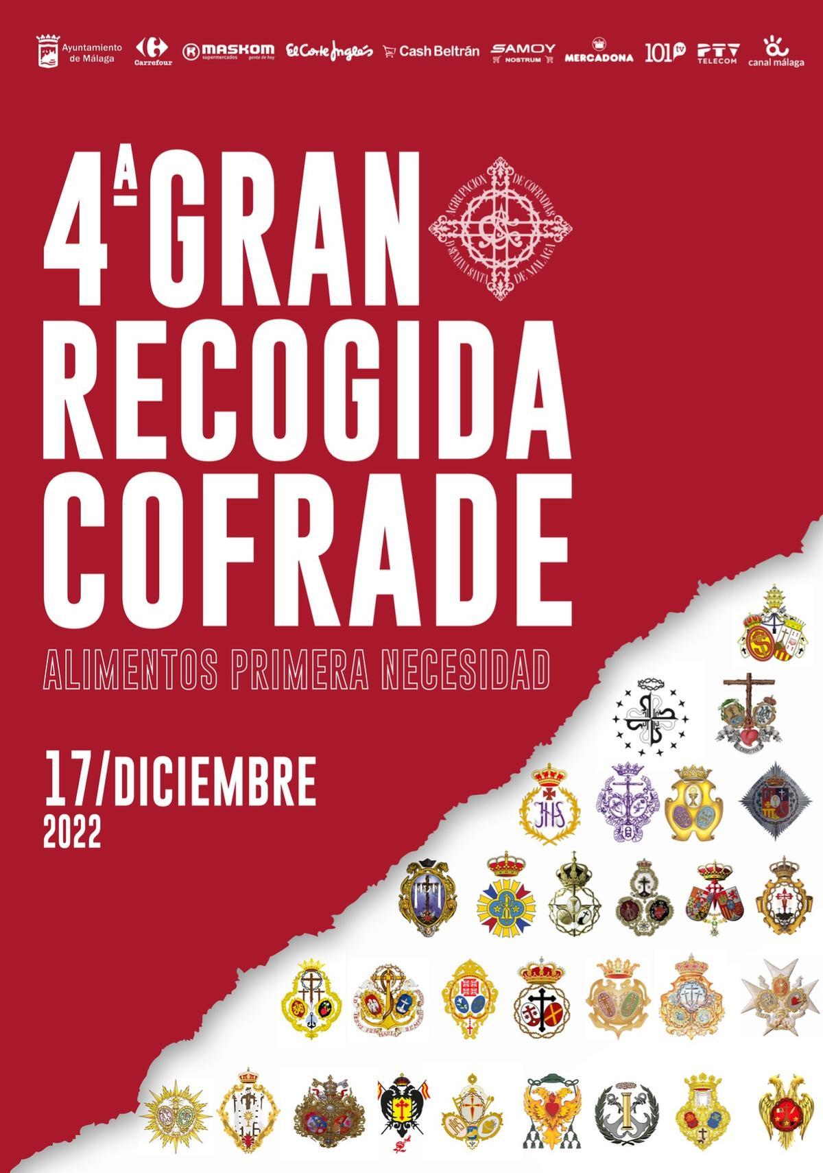 Cartel anunciador de la cuarta edición de la gran recogida cofrade, de este 17 de diciembre.