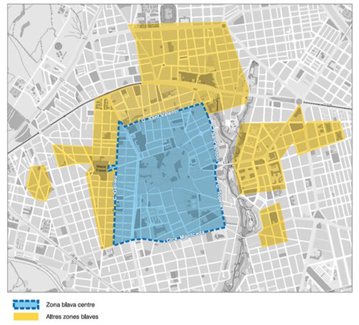 Mapa de les zones blaves de la ciutat de Terrassa. Mapa de les zones blaves de la ciutat de Terrassa.