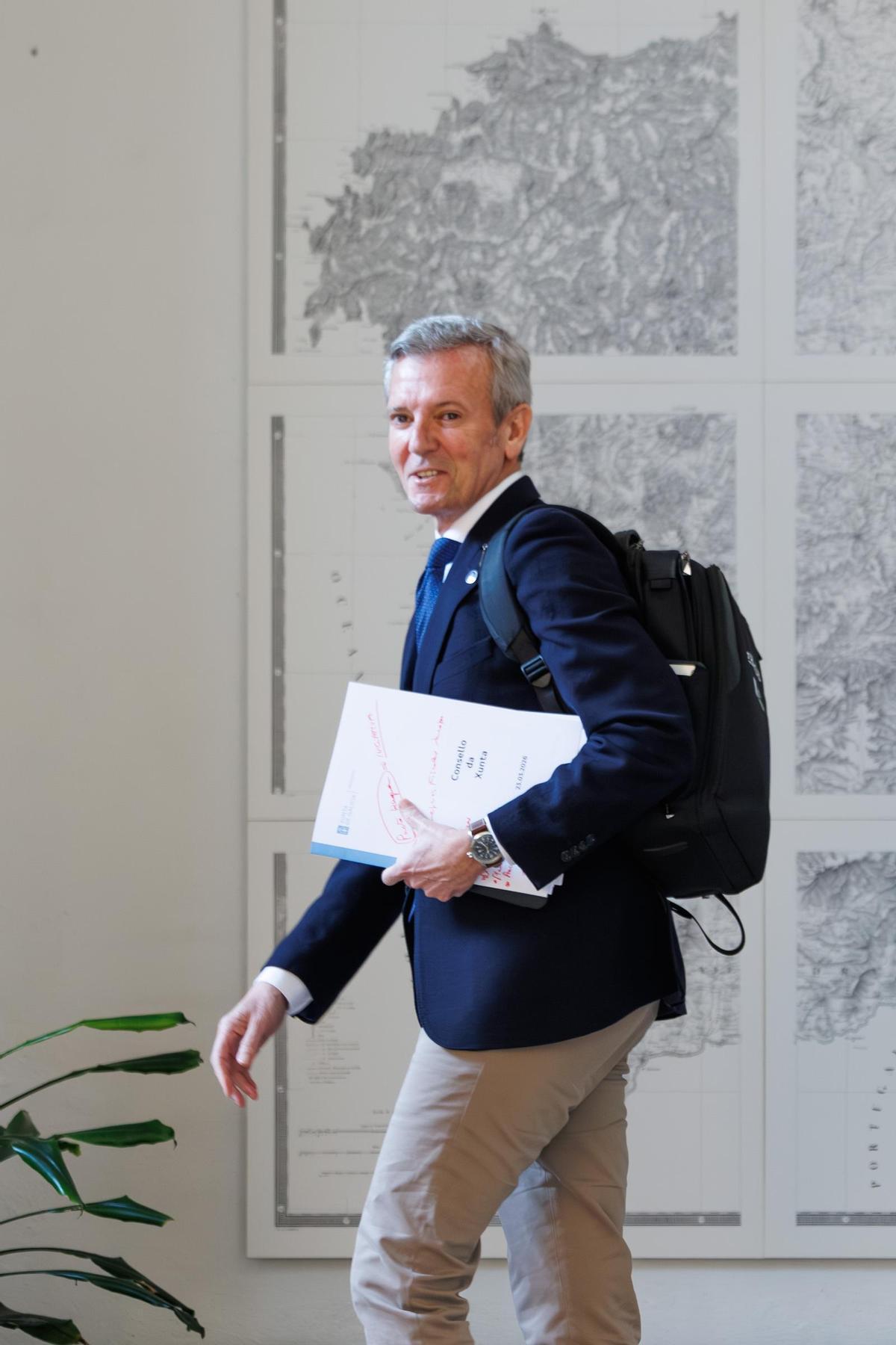 El presidente de la Xunta, Alfonso Rueda, este lunes tras el Consello de la Xunta