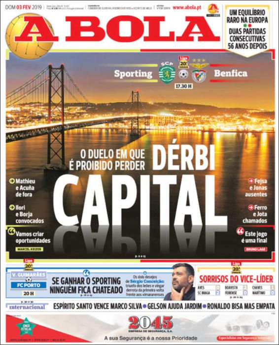 Portada A BOLA domingo 3 febrero 2019