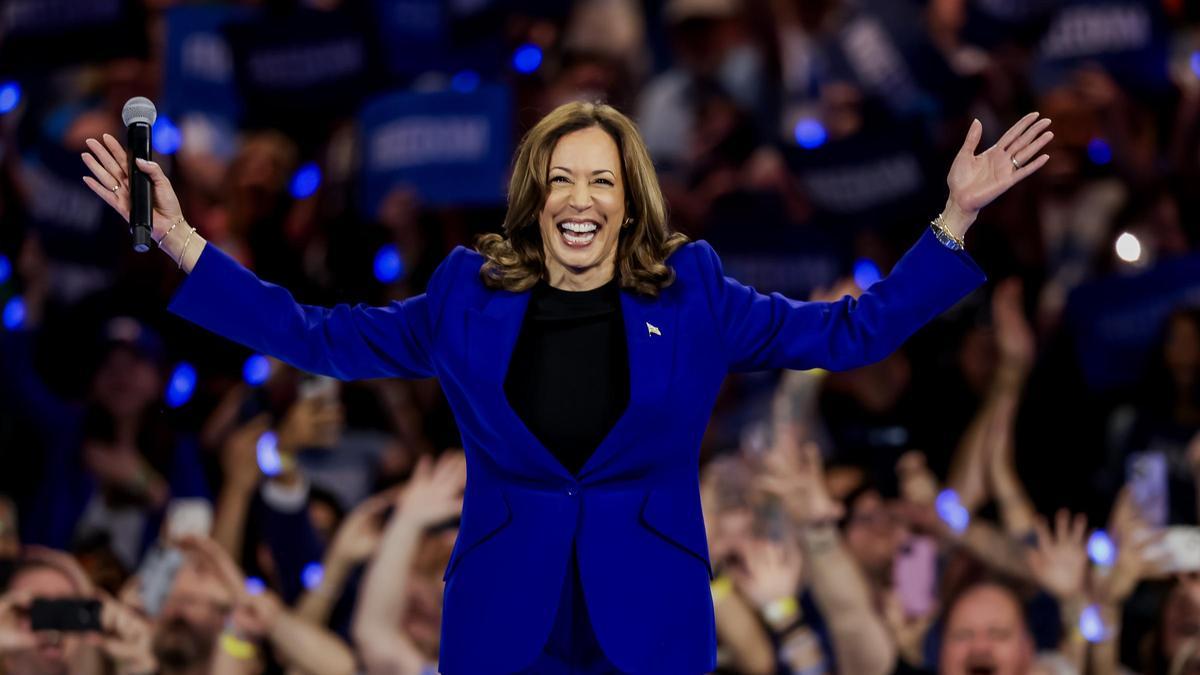 Kamala Harris, durante un mitin en Wisconsin, este martes.