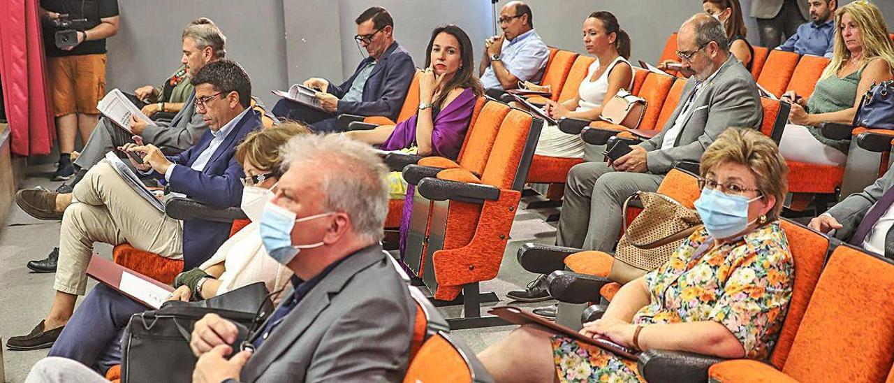 El presidente de la Diputación, Carlos Mazón, entre otros invitados ayer en el auditorio de Dolores.