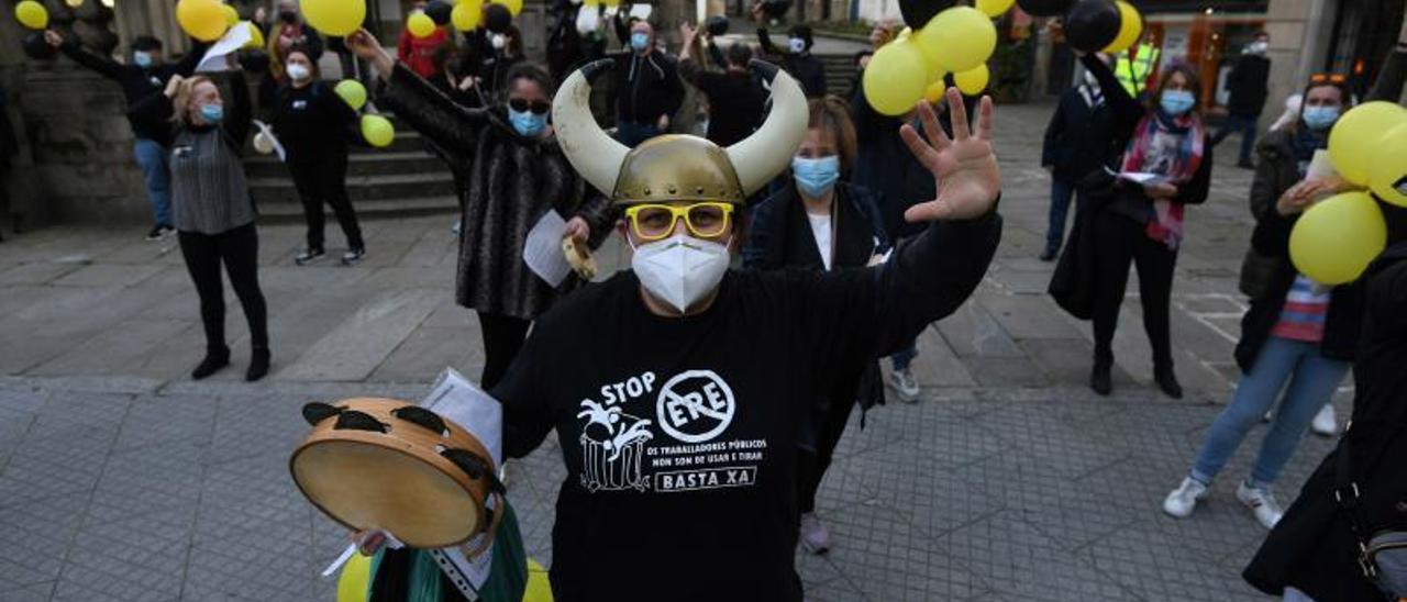 Manifestación de interinos en Pontevedra.