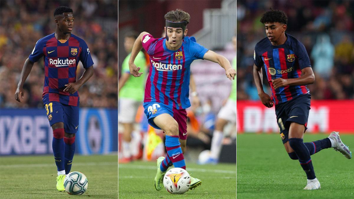 Ansu, Gavi y Lamine, el día de sus debuts oficiales con el primer equipo del FC Barcelona