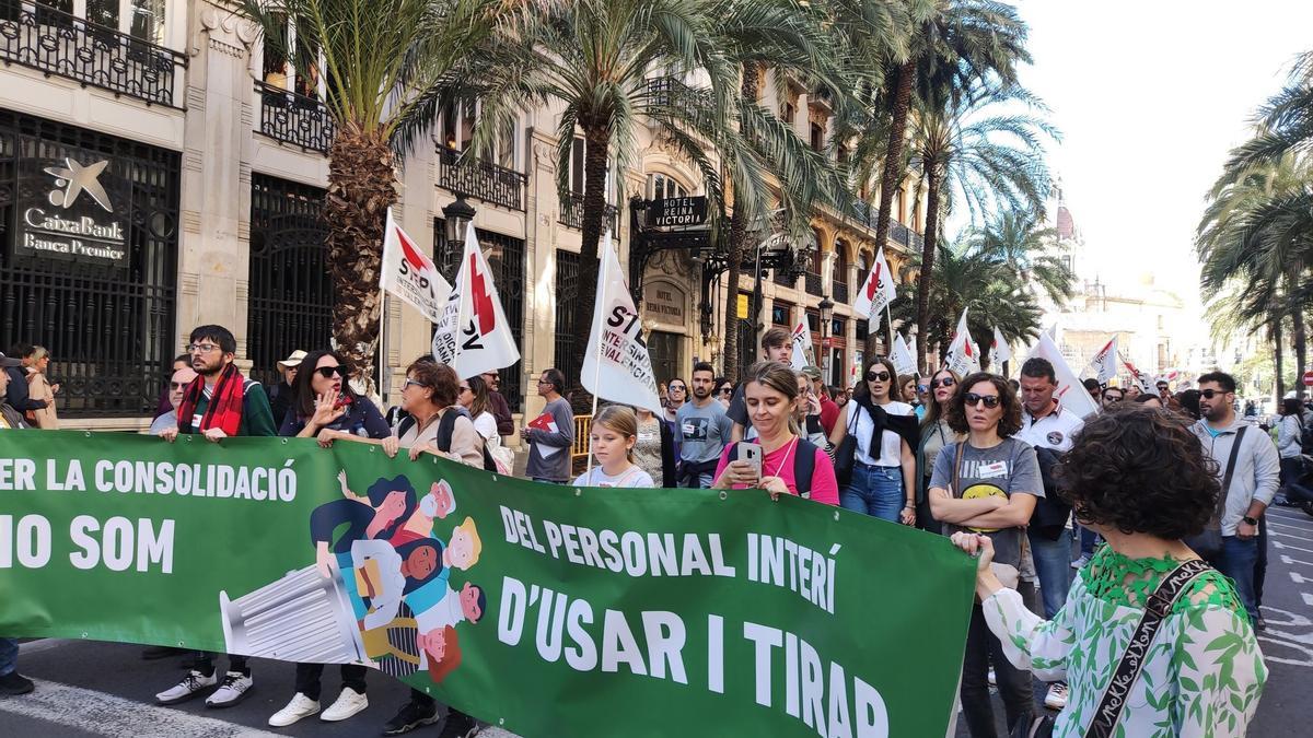 Manifestación de profesorado interino en Valencia