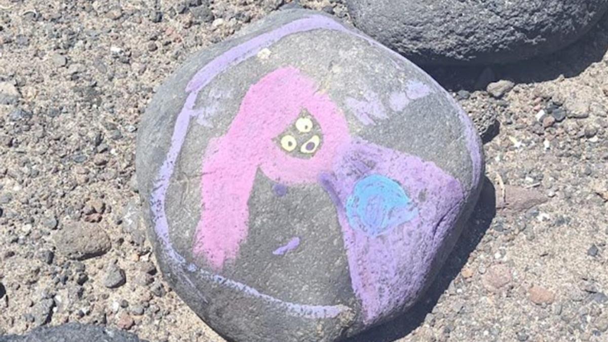 Dibujos sobre piedras en un espacio protegido de Canarias
