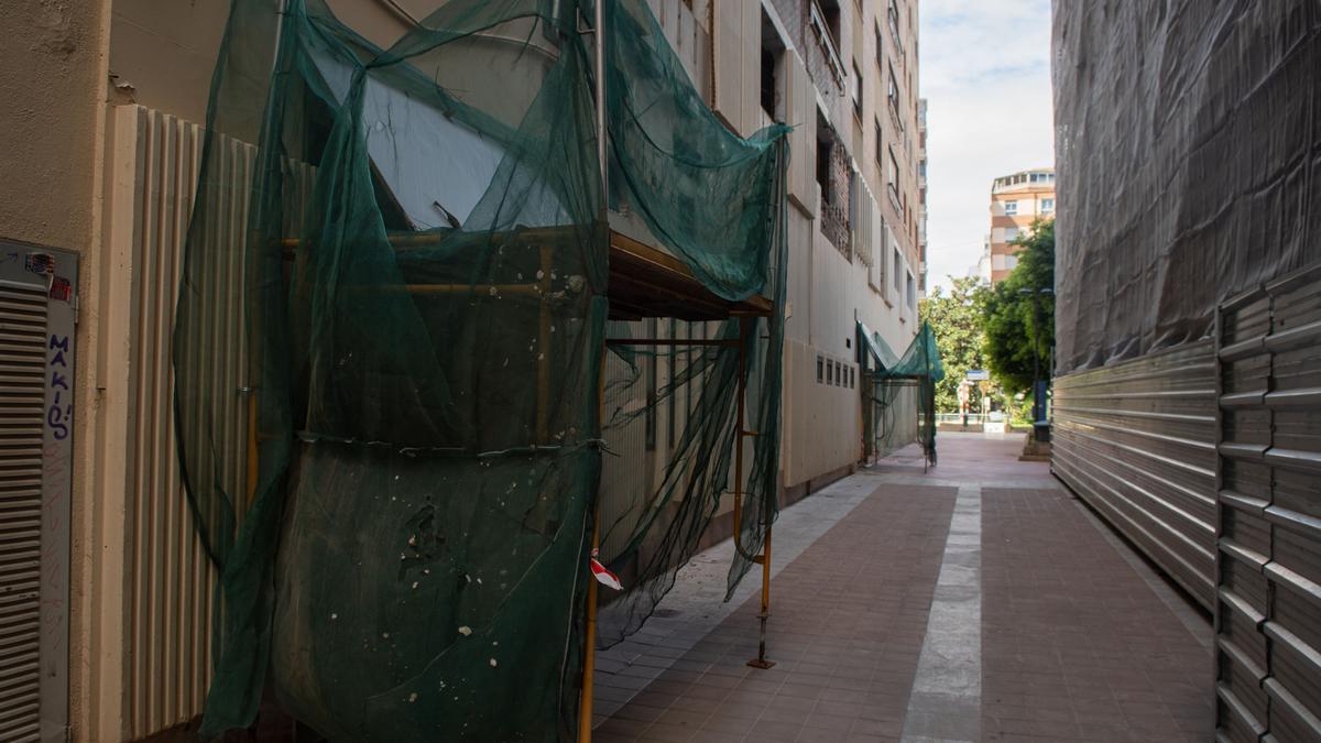 Obras de rehabilitación en el edificio de la sede de la Seguridad Social.