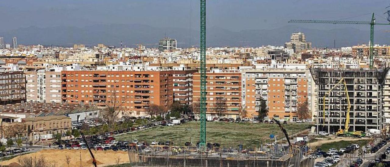 Viviendas en construcción en el PAI de Malilla.