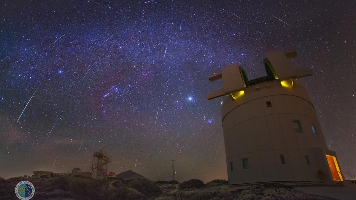 Gemínidas sobre el Observatorio del Teide la noche del 14 de diciembre de 2012