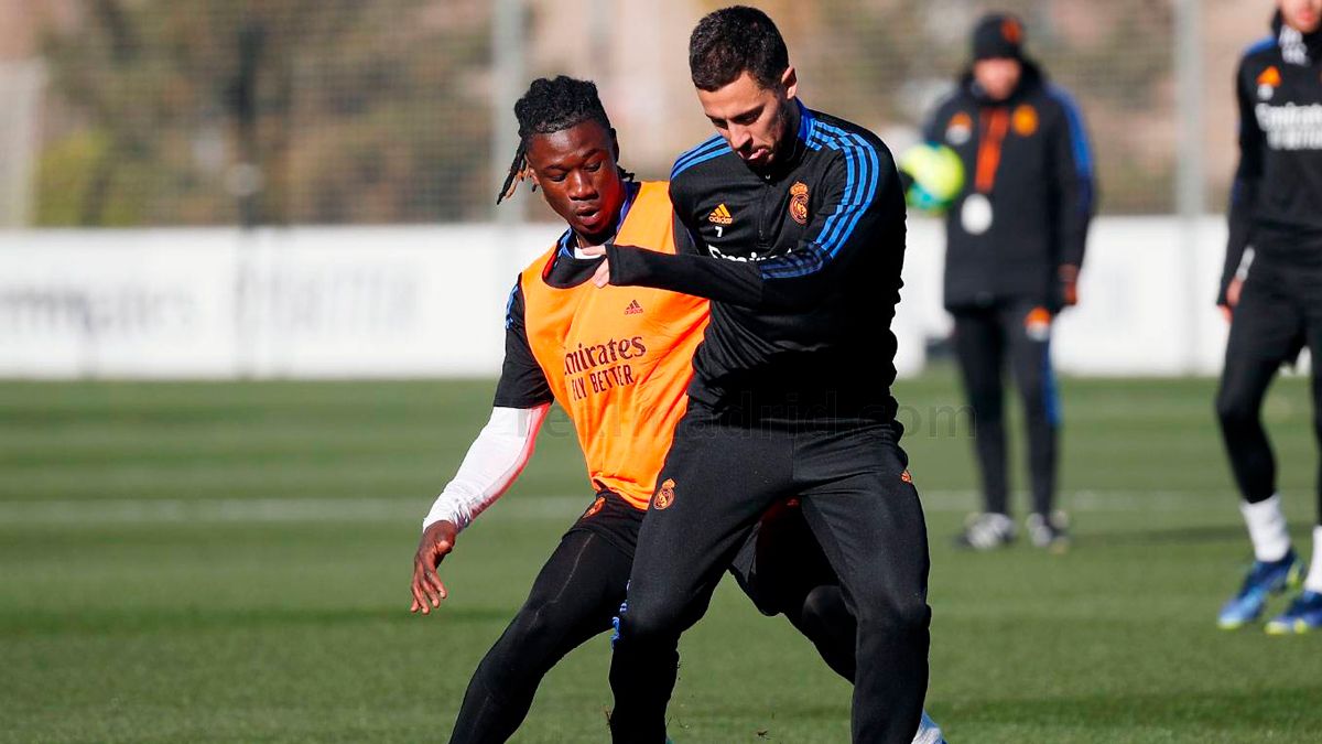 Hazard y Camavinga durante un entrenamiento