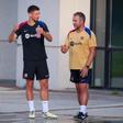 Lenglet y Flick durante un entrenamiento