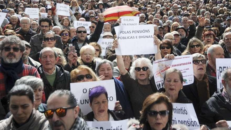 Protesta reciente en A Coruña por la subida de las pensiones.