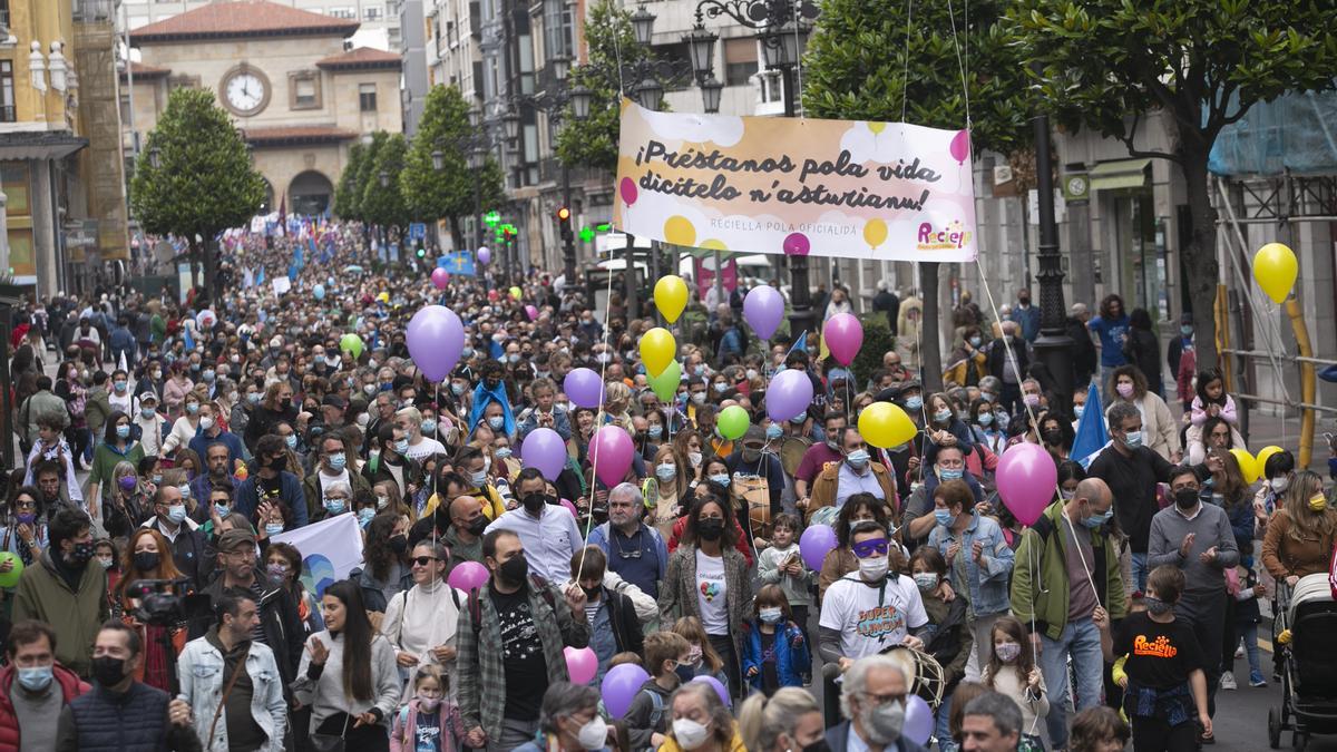 Los partidarios de la cooficialidad del asturiano se manifiestan en Oviedo