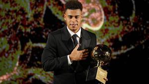Désiré Doué of PSG (Absolut Best European Golden Boy 2025 prize) during the European Golden Boy Awards 2025 in Turin, north west Italy - December 01, 2025. Sport - Soccer (Photo by Marco Alpozzi/LaPresse)