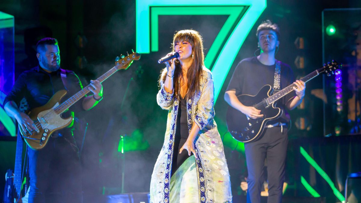 La cantante malagueña Vanesa Martín, anoche en el Teatro Romano de Mérida.