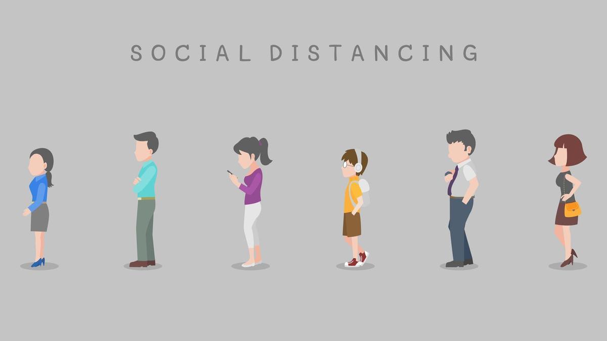 Gente manteniendo la distancia social