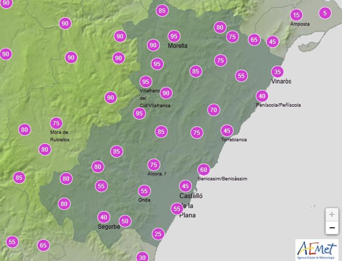 Probabilidad de precipitación para el domingo 20 de abril