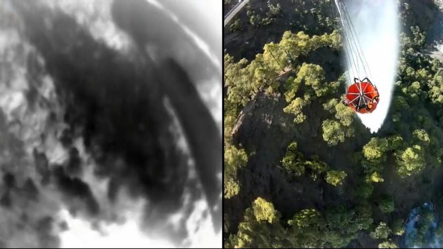 Imágenes de cámara térmica del incendio de La Palma captadas desde helicóptero del GES