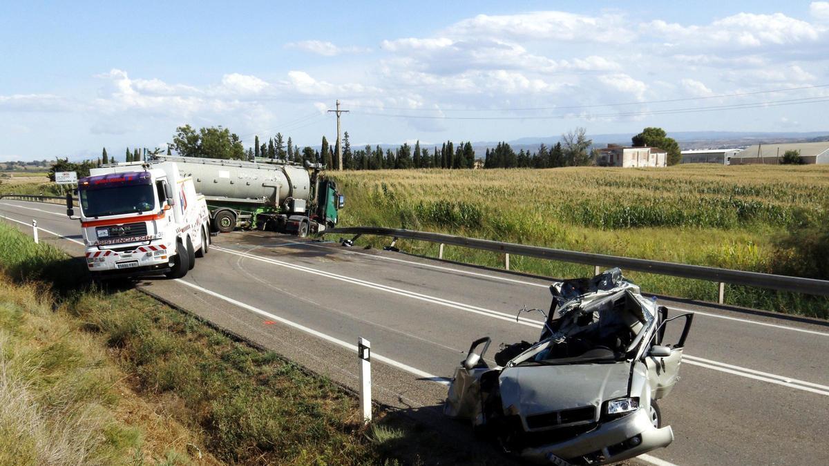 Punt de l'accident mortal a l'N-240, a Lleida