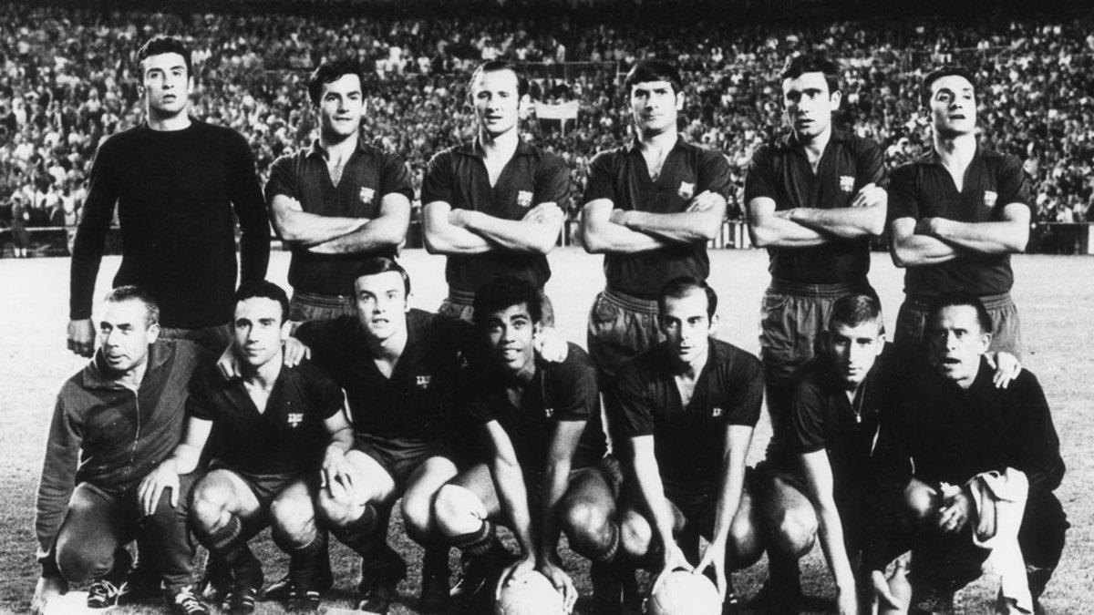 El once inicial del Barça que se impuso al Real Madrid en la final de Copa celebrada en julio de 1968
