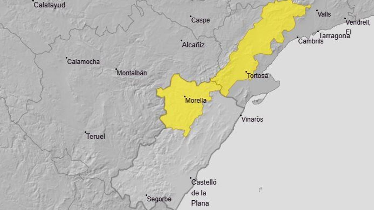 Alerta amarilla en Castellón: Vientos de hasta 80 km/h en el interior.