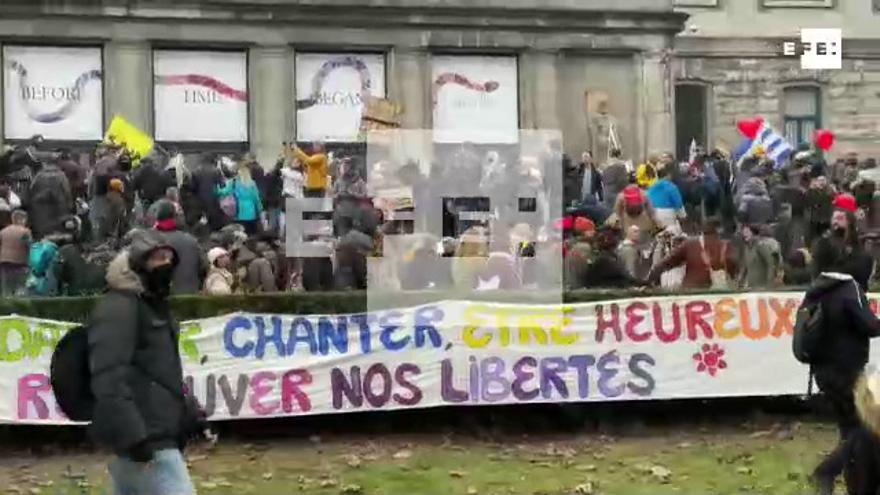 Disturbios en una protesta en Bruselas contra restricciones covid
