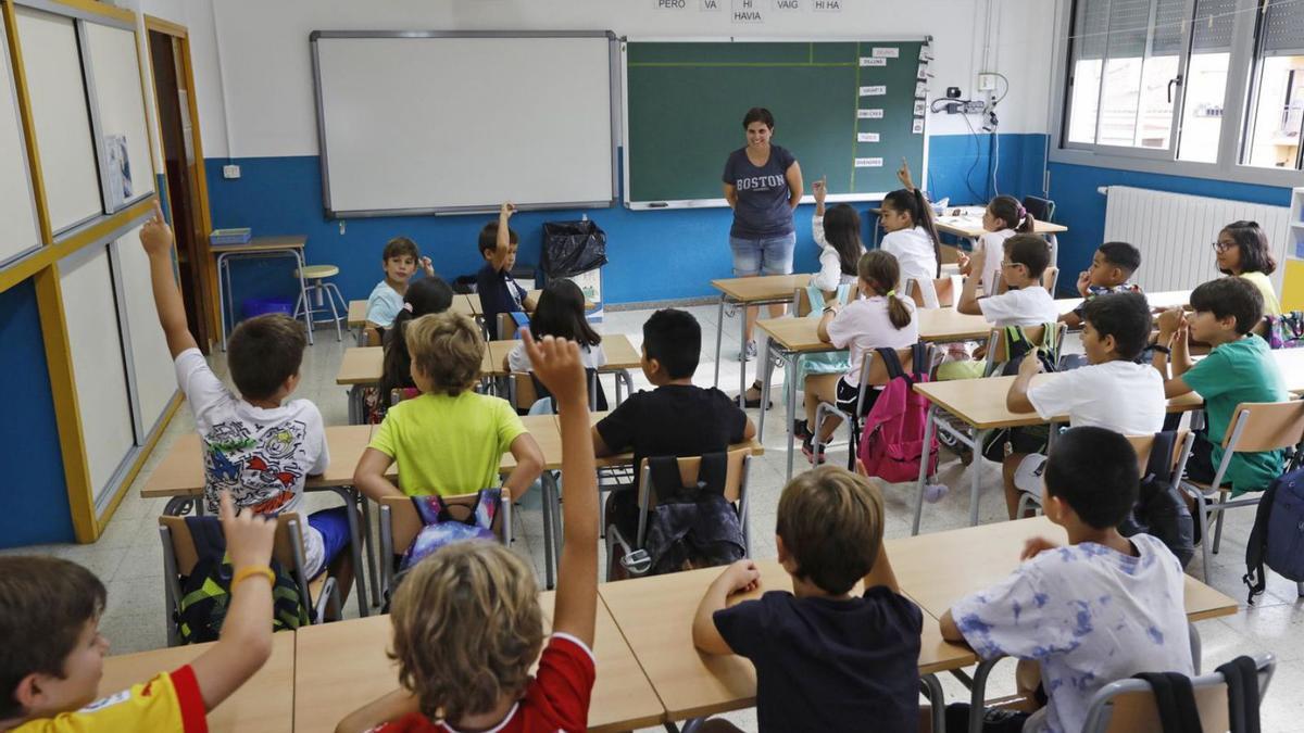 Una aula d’un centre educatiu gironí, en una imatge d’arxiu