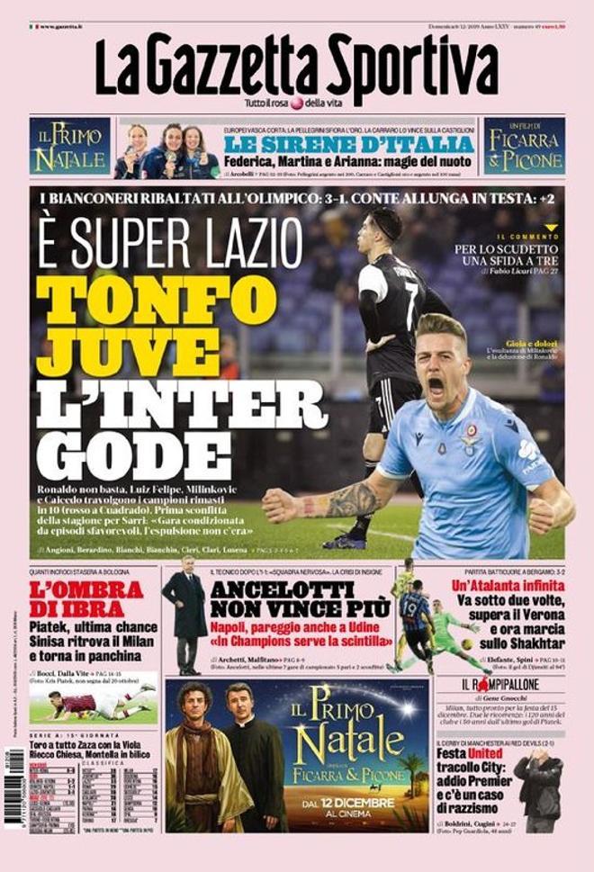 Portada de La Gazzetta dello Sport del domingo 8 de diciembre