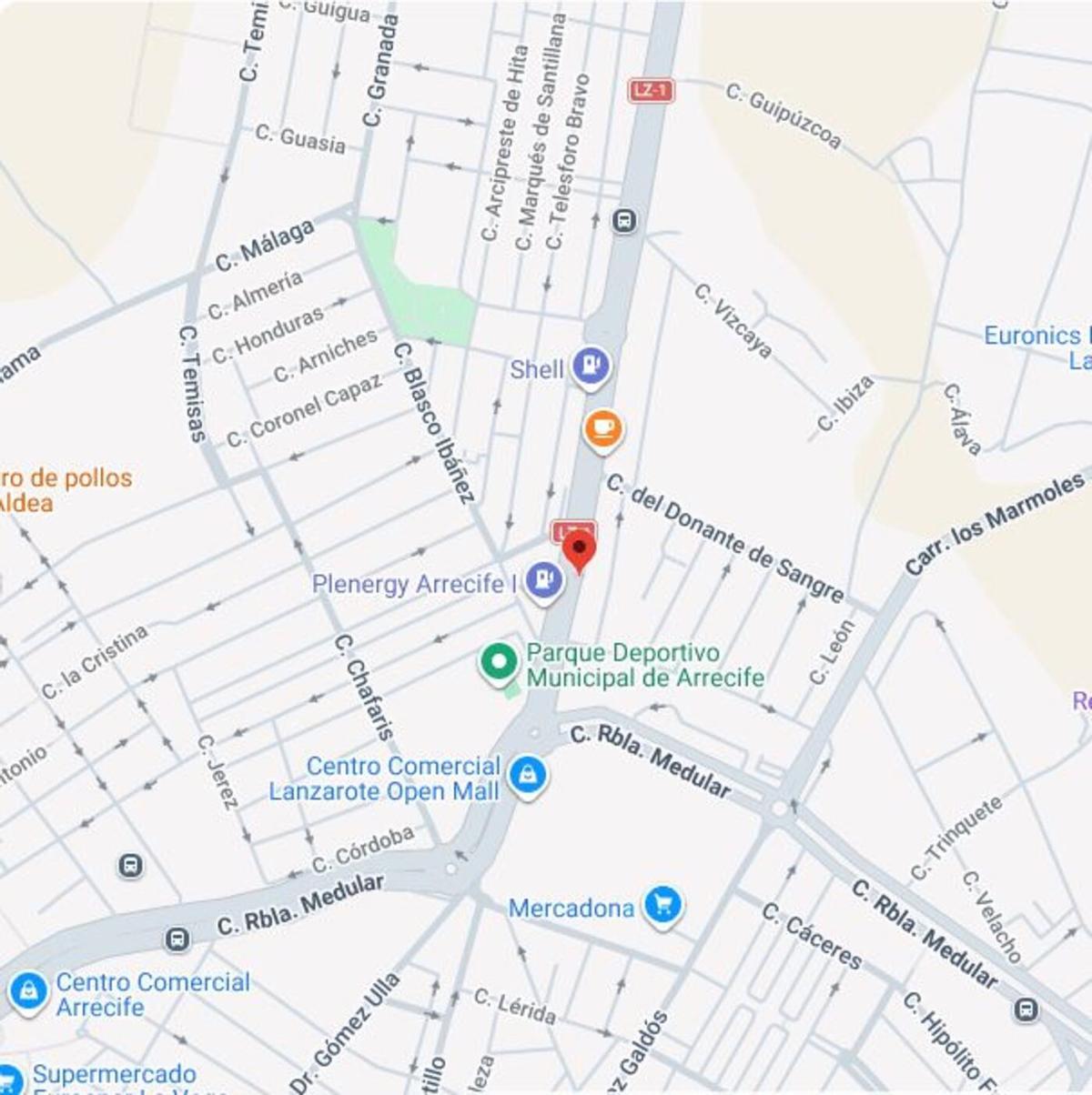 Ubicación de la futura gasolinera de Petroprix en la calle León y Castilllo, en Arrecife