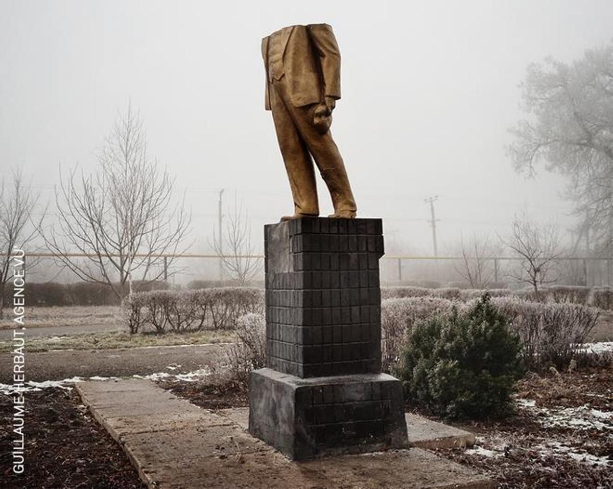 Estatua de Lenin en Kotovsk, Ucrania, decapitada por ultranacionalistas en diciembre de 2013.