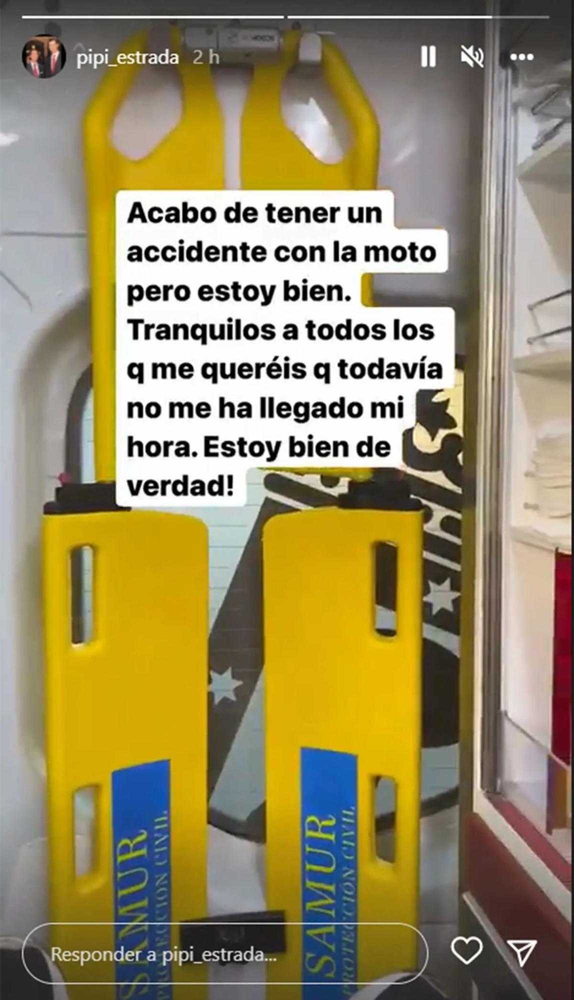 Pipi Estrada tranquiliza a sus seguidores tras sufrir un accidente de moto