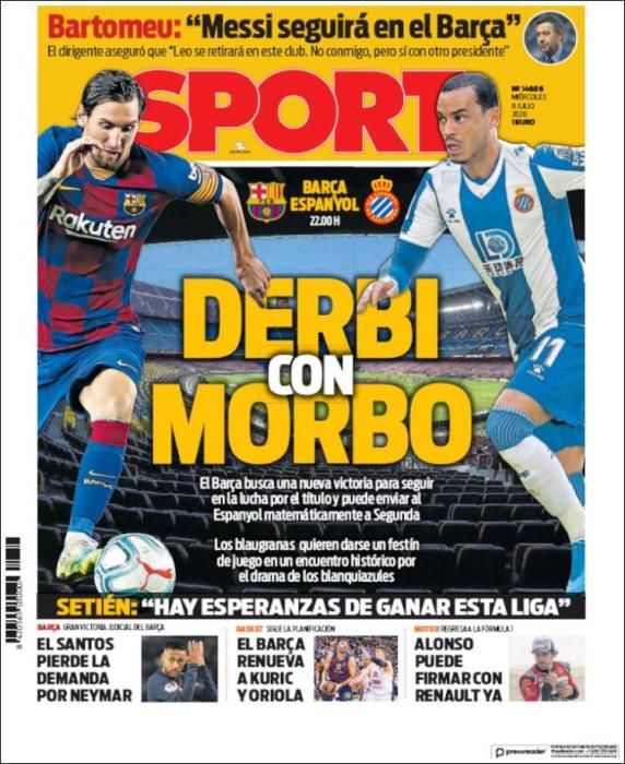 Portada SPORT miércoles 8 julio 2020