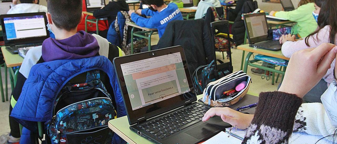 Alumnos de Primaria en un centro en Galicia.