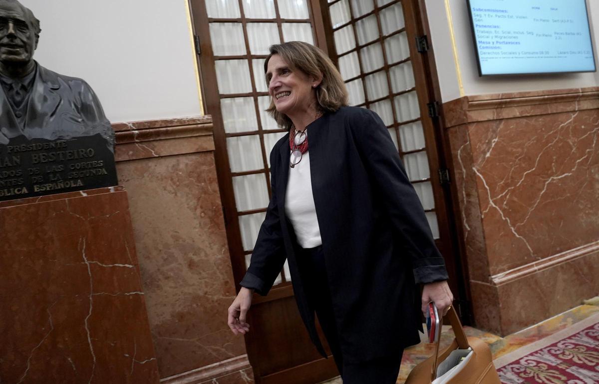 La vicepresidenta tercera, Teresa Ribera durante su comparecencia en el Congreso de los Diputados este miércoles para informar de su gestión en la DANA.