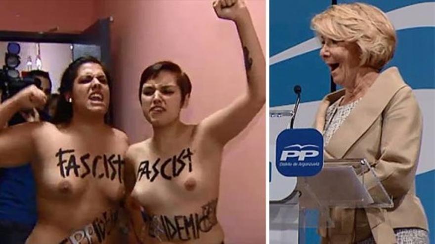 Las Femen irrumpen en un acto de Esperanza Aguirre en Madrid