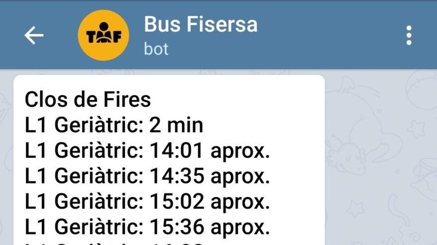 Els viatgers del bus de Figueres segueixen les rutes per Telegram
