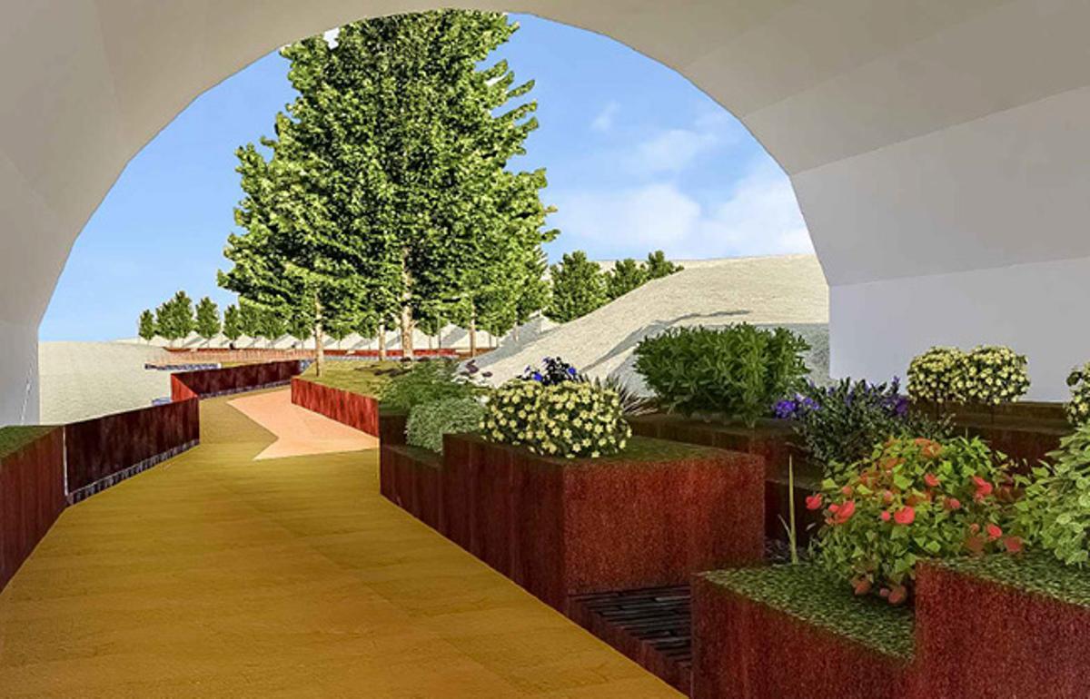 Un camí amb arbres sota el pont d’Esplugues unirà les dues parts del parc dels Torrents