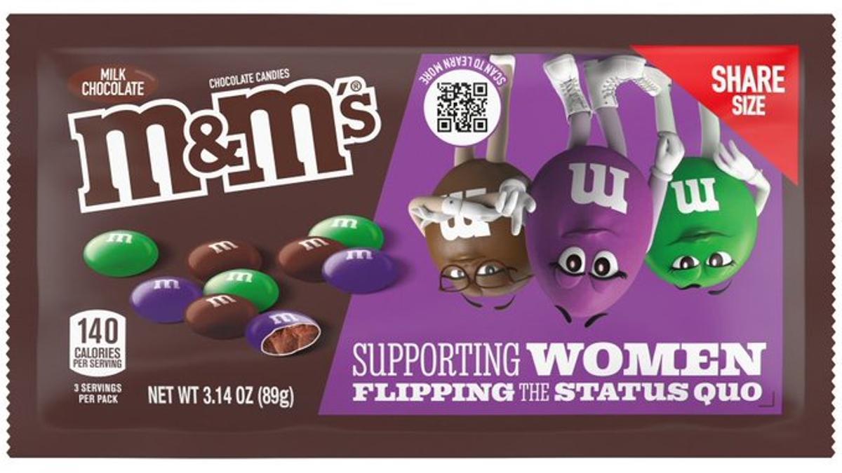 Envoltorio de edición limitada de las chocolatinas M&amp;M's a favor de los derechos de las mujeres