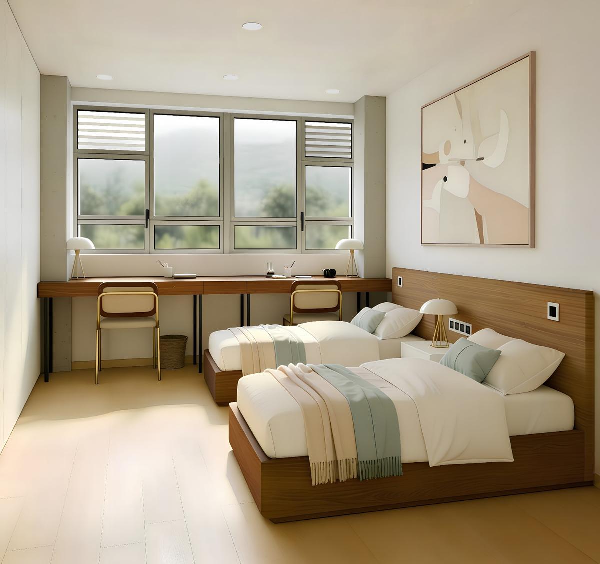 Habitación tipo para estudiantes.