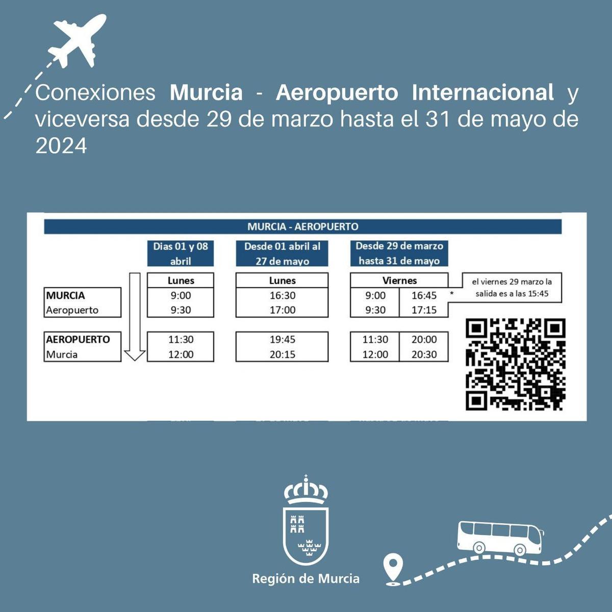 Horario de los autobuses que conectan el aeropuerto con Murcia