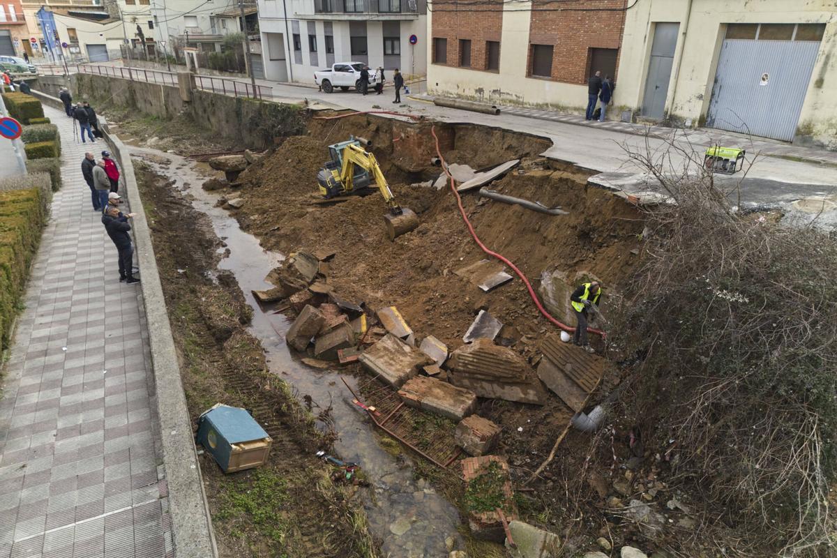 20260202 L'esfondrament parcial del carrer Pla de la Coma a Anglès,